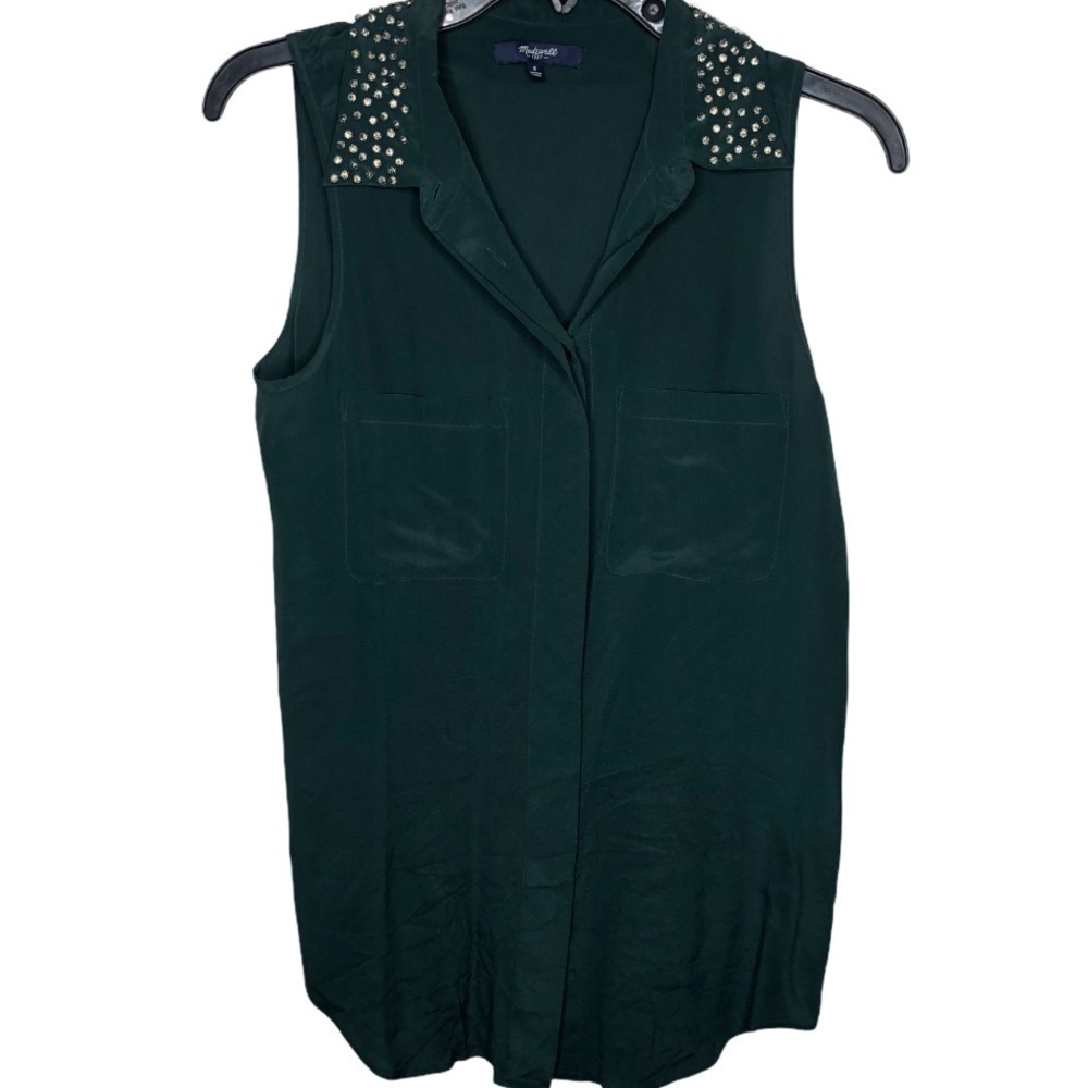 Madewell Silk Sleeveless Top Green